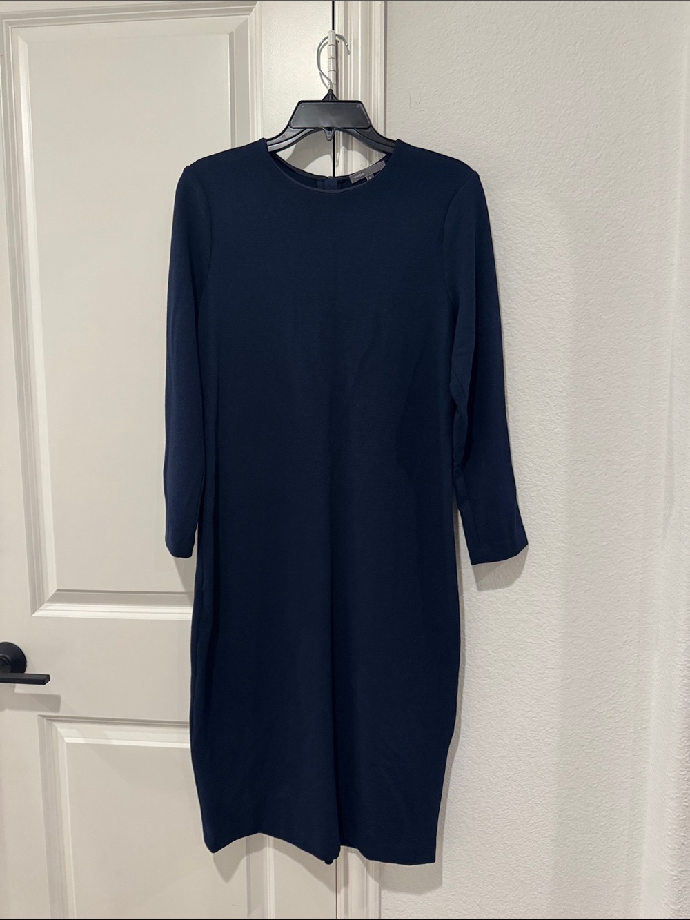 Vince Navy Long Sleeve Crewneck Sheath Dress